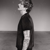 DISTRESSED CROPPED TEE - VINTAGE BLACK