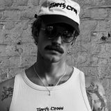 Josef Michael wearing The North Cross diamond cross on 18" chain