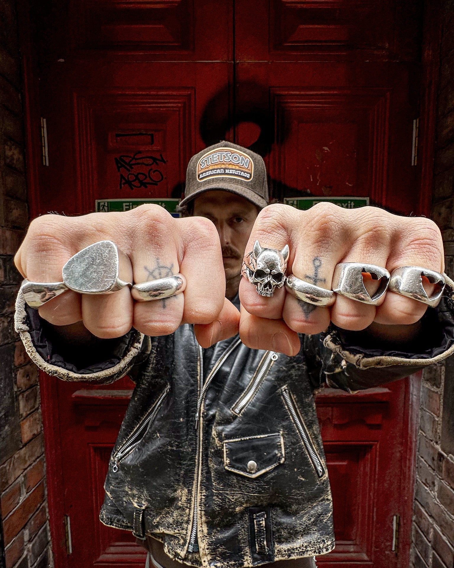 The North Cross Devil Horned Skull Ring