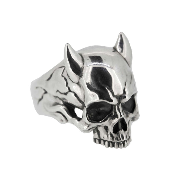 The North Cross Devil Horned Skull Ring